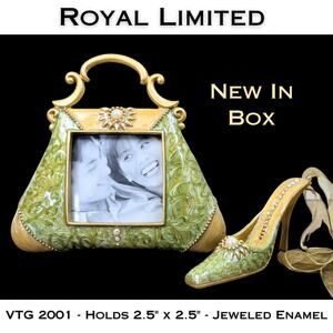 Royal Limited Picture Frame Purse Shaped Jewel Enameled + Shoe Ornament NEW